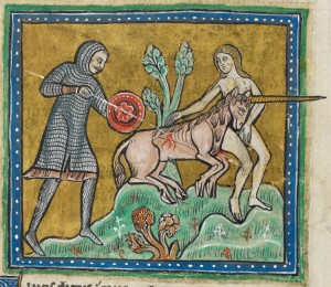 Unicorn Hunt Unicorn_hunt_-_British_Library_Royal_12_F_xiii_f10v_(detail)